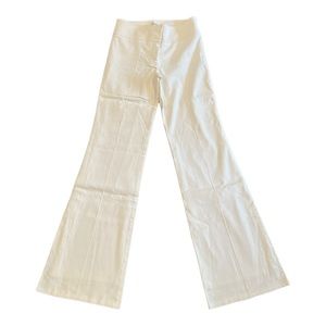 Bebe White High Rise Flare Linen Blend Pants
